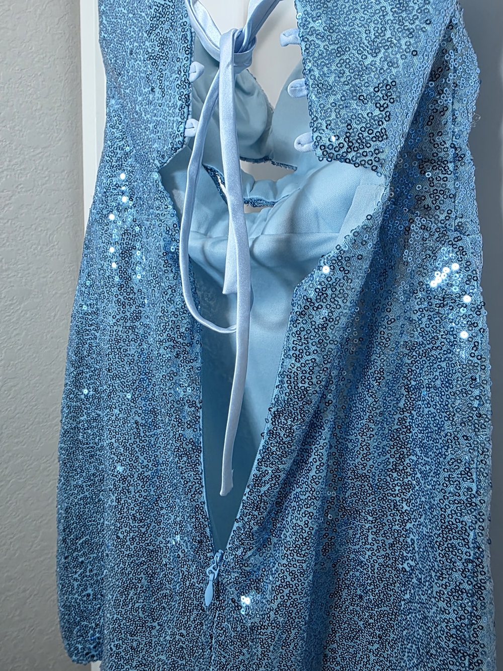 Strapless Blue Sequin Sweetheart Mini Dress - Picture 6 of 6